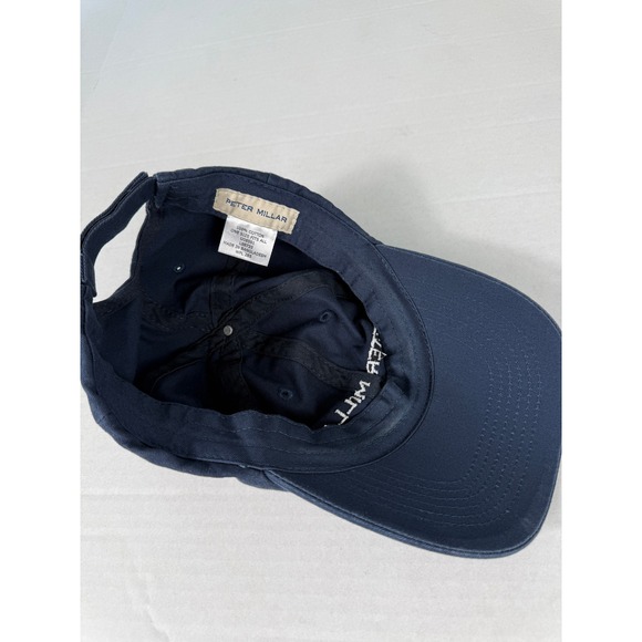 Peter Millar Mens Navy Blue Cotton Baseball Cap Embroidered‎ Logo Adjustable - Picture 3 of 4